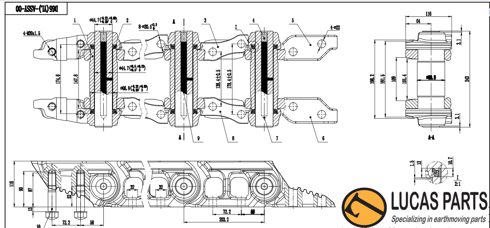 Track Chain 41L Caterpillar Lucas Parts