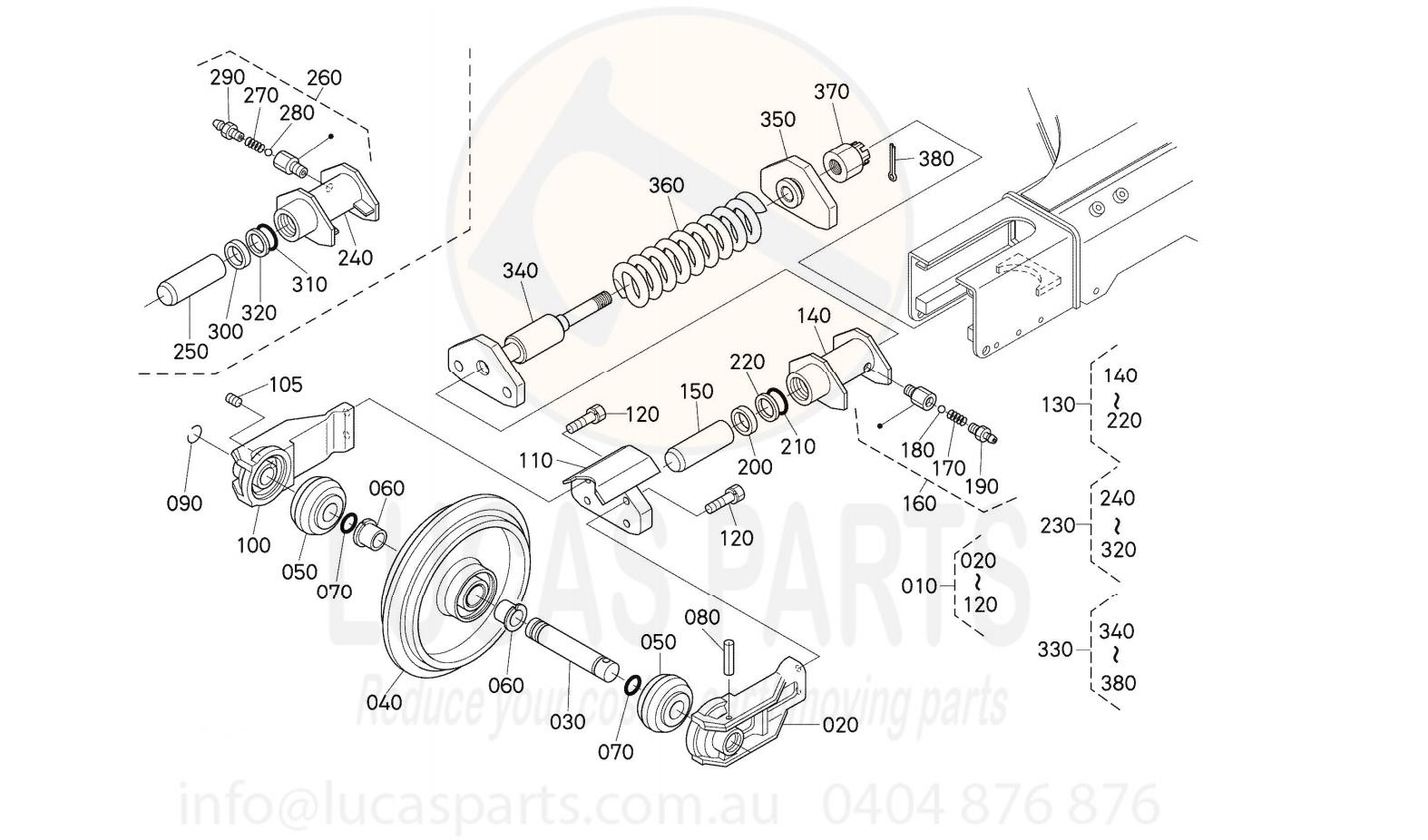 Track adjuster fand recoil spring assembly