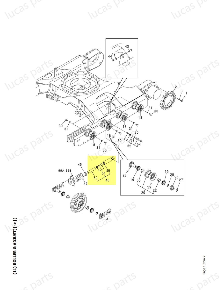 Yanmar Track Adjuster Cylinder VIO55 lucas parts