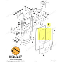 Glass - Door Upper Glass PC20MR-1 PC27MRX-1 PC30MR-1 PC40MR-1 PC45MRX-1  PN 22M-54-14340