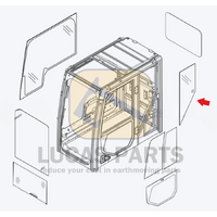 Glass - Left Side Behind Door Glass CAT318FL  320EL 323F 336FL 349EL PN 340-6625