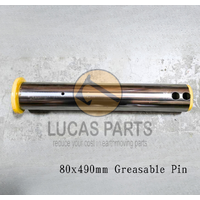 Excavator Pin 80x490mm  IDxTL, Two Grease Holes