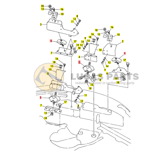 Engine Motor Mount Pad/Cushion Kit  VIO27-5B VIO30 VIO35-5 VIO40 PN 196420-02310