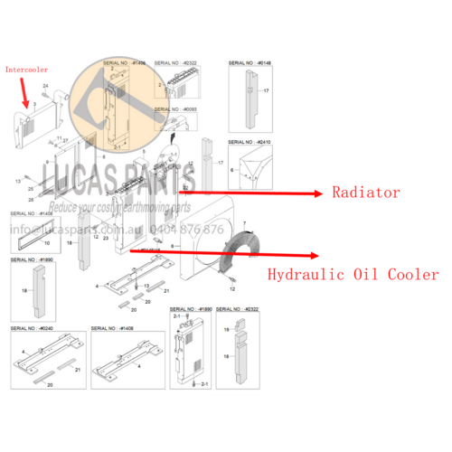 Radiator for KOBELCO  D190LC-6E SK160LC-6E SK200-6E SK210LC-6E SK235SRLC-1E SK250LC-6E PN: YN05P00024S001