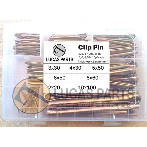 Clip Pin Kit/Cotter Split Pin - Varius Sizes,  2mm to 10mm thickness