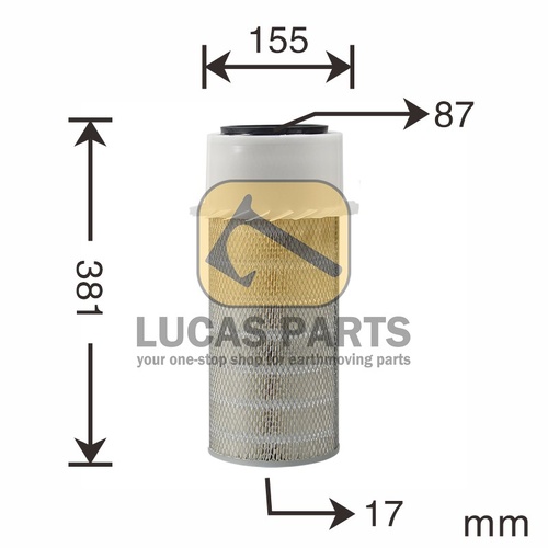 Air Filter BOBCAT 975 JCB 805BT 811 812 817 820 KOMATSU PC100-3 PC120-3 PC150-3 PC180-3 | Lucas Parts