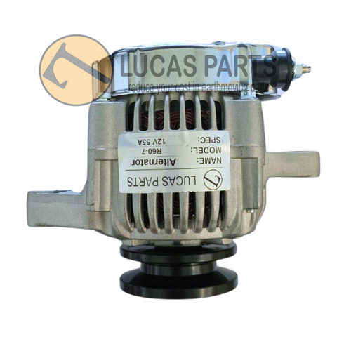 Alternator 12V 55A  Yanmar VIO50-6B VIO55-5B VIO55-6B VIO80 R60-7 PN 101211-2951 119626-77210  Engine 4TNV94