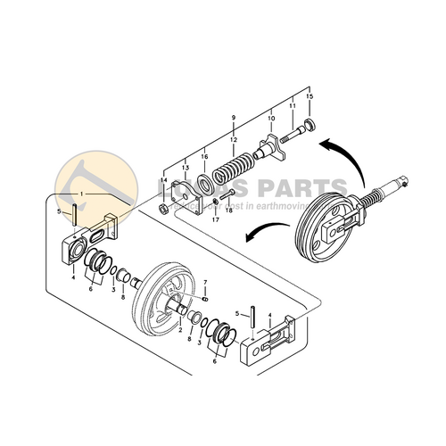 Track Adjuster/Recoil  Spring Assembly  EC55 EC60 ECR48 ECR58 PN VOE14669596