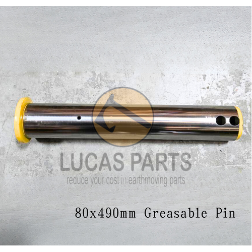 Excavator Pin 80x490mm  IDxTL, Two Grease Holes