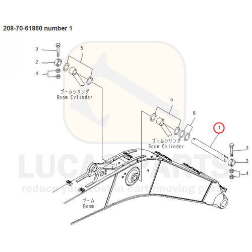 Excavator Pin 110x980mm  IDxTL  Boom Lift Ram Top Pin (P4) PC400-6/7 PC450-6/7 PC490LC-10  PN 208-70-61860