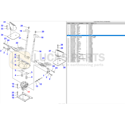 Pilot Valve - Pedal PC100-6 PC100L-6 PC120-6 PC128US-2 PC130-6 PC200-6 PC210-6D PN 7021601542